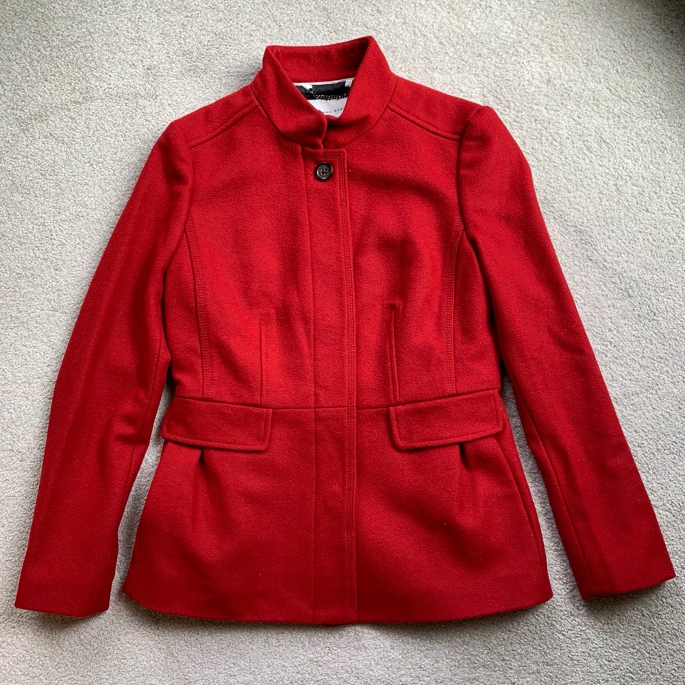 BANANA REPUBLIC Wool Blend Coat | Petite XS | Red Women NEW